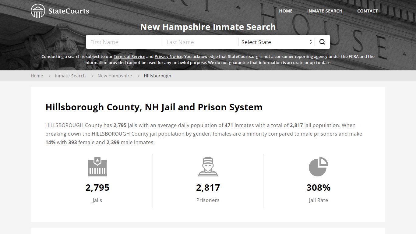 Hillsborough County, NH Inmate Search - StateCourts