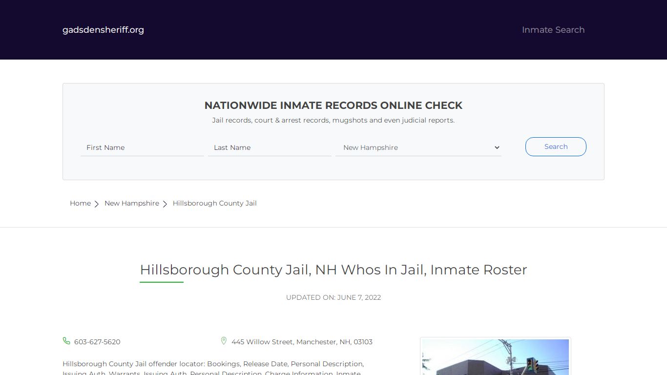 Hillsborough County Jail, NH Inmate Roster, Whos In Jail - Gadsden County